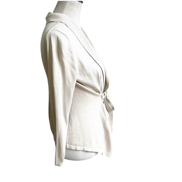 Nieman Marcus Women’s Silk Cashmere Blend Wrap Sweater Cream Size Small - Picture 2 of 13